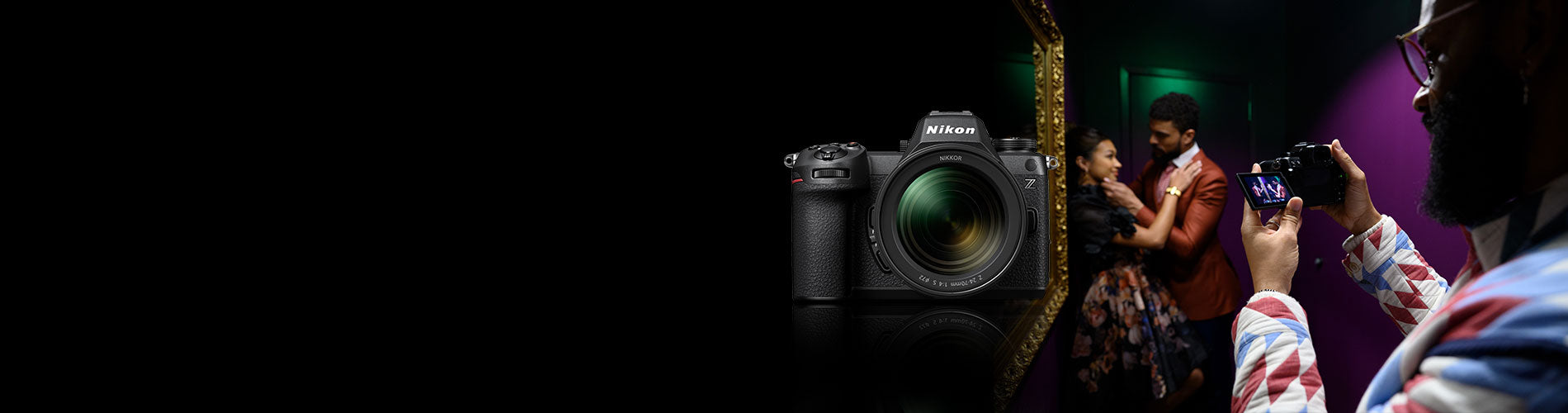 Nikon Z6III Camera kit with couple in the background